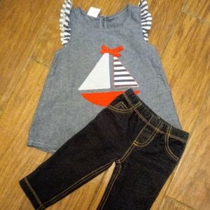 Size 2T girls sailboat outfit